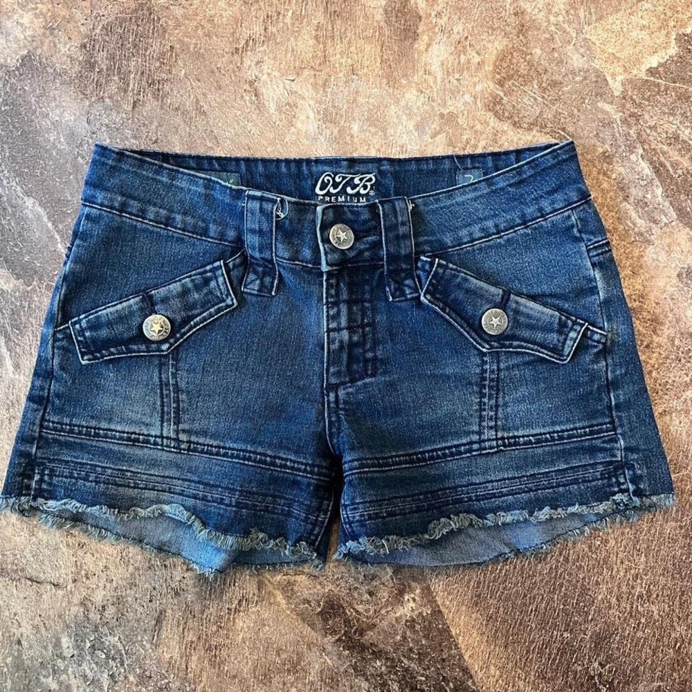 OTB premium soft stretch‎ blue denim shorts womens size 7